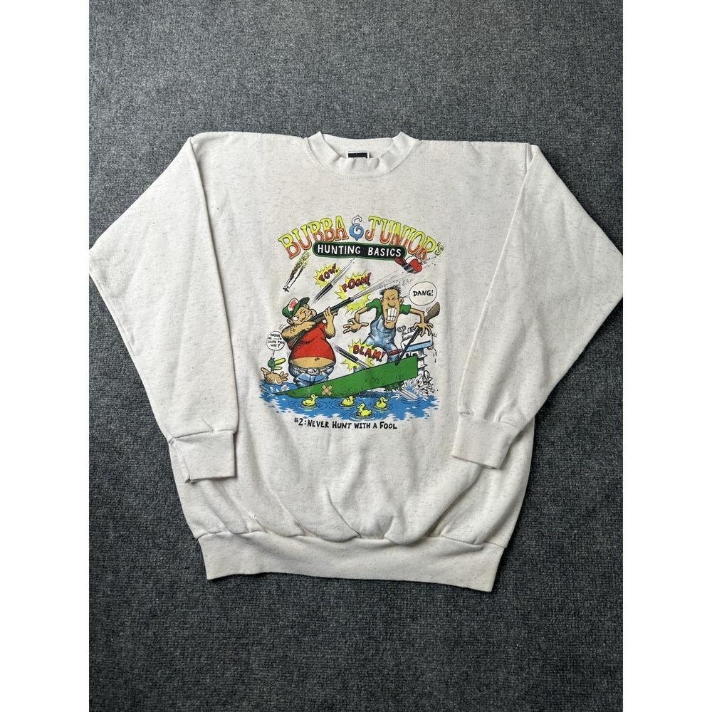 Mens 90s Hunting Bubba Junior's Graphic Sweatshirt Made in USA, Size 2XL